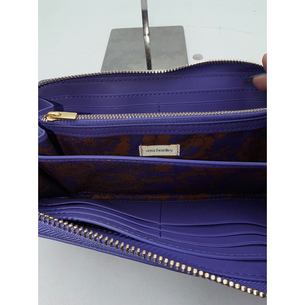 Vera Bradley Continental Wallet Purple Metallic Zip Around 51380-20614 NEW - Picture 6 of 11
